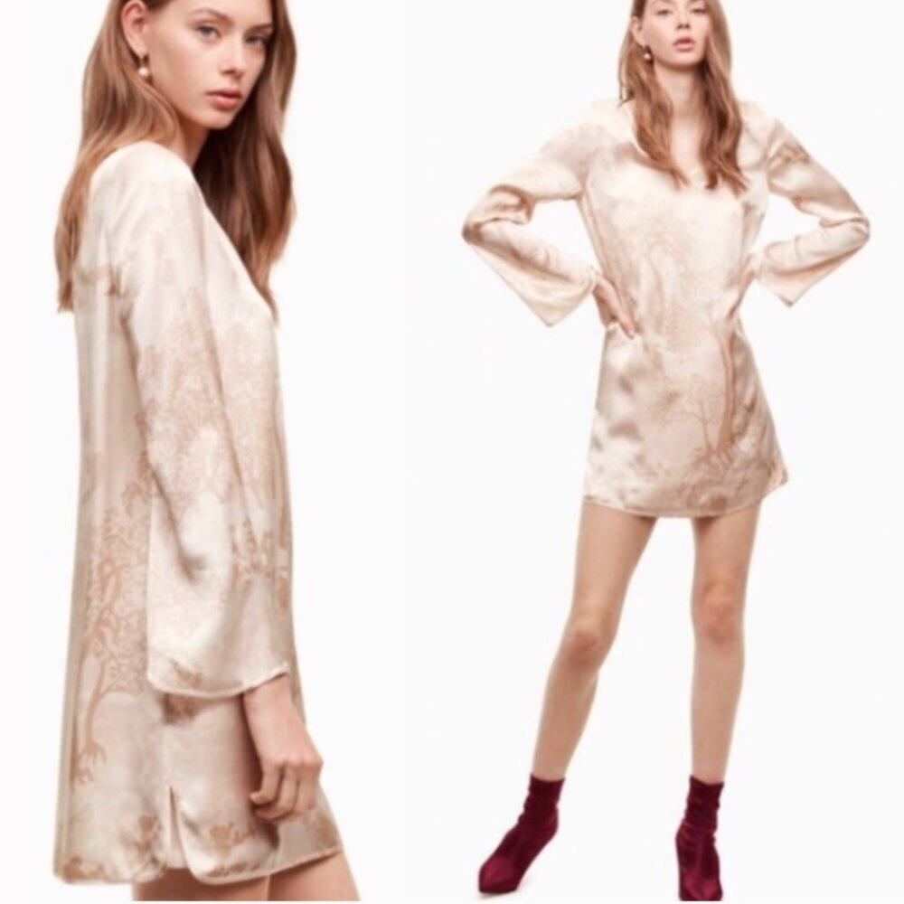 Aritzia Little Moon Brassia Printed Silk Shift Dress